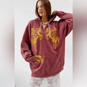 NWT Project Social T Western Rodeo Zip-Up Hoodie Sweatshirt Size S/M
